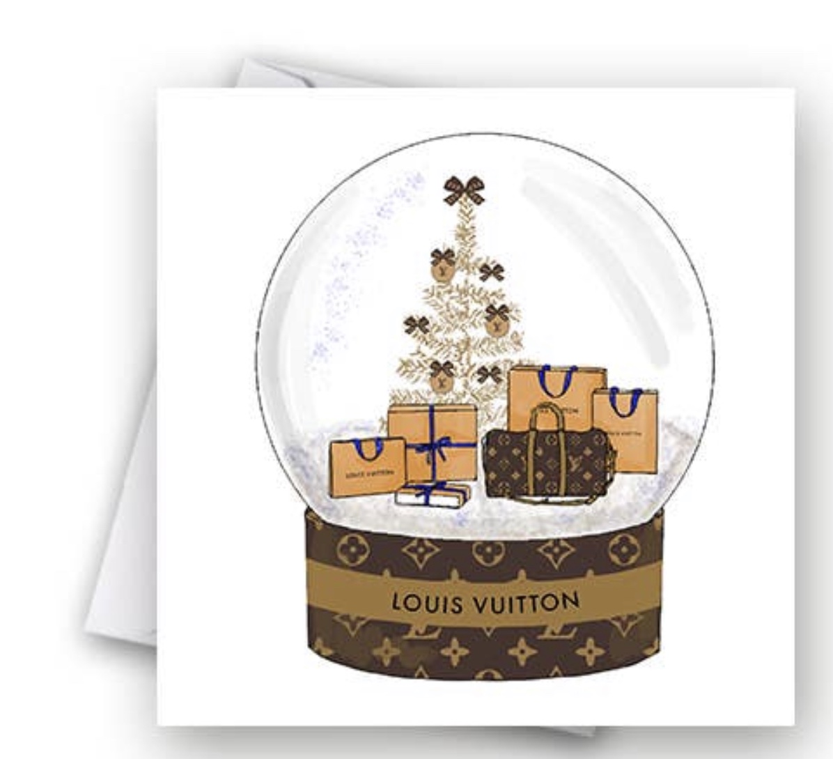 Catherine Loves Fashion Snow Globe Christmas Greeting Card Louis