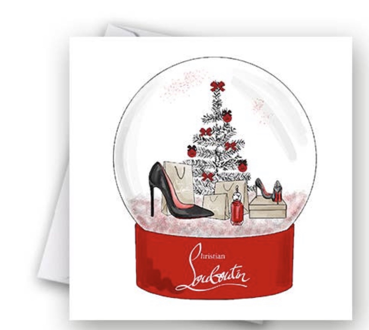 Catherine Loves Fashion Snow Globe Christmas Greeting Card Louis