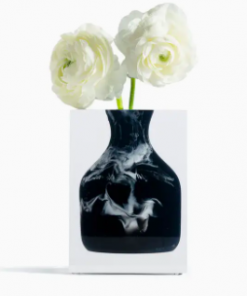 JR William Black Marble Hand Poured Authentic Acrylic Hogan Bud Vase