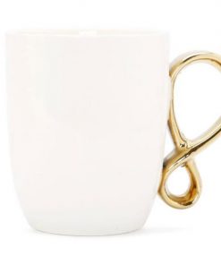Vivience White Coffee Mug W/Gold Twist Handle 19oz. Set of 6