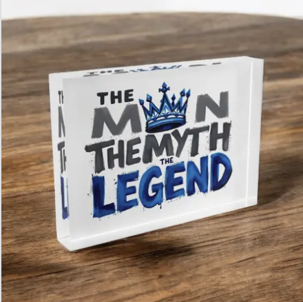 Resinate By KS Crystal Block Table Decor The Man The Myth The Legend