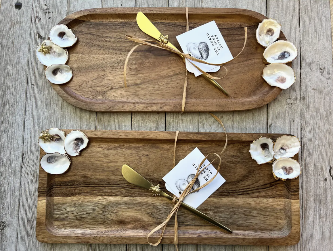 Ten Twenty Six Designs Wood Tray W/Oysters