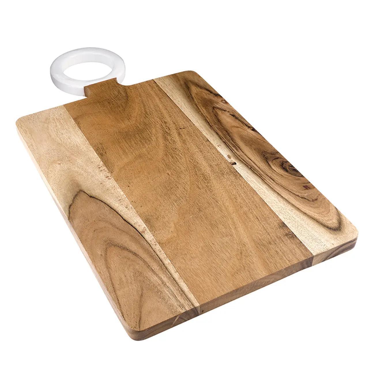 Santa Barbara Wood Board with Enamel Handle - Large - White - Image 2