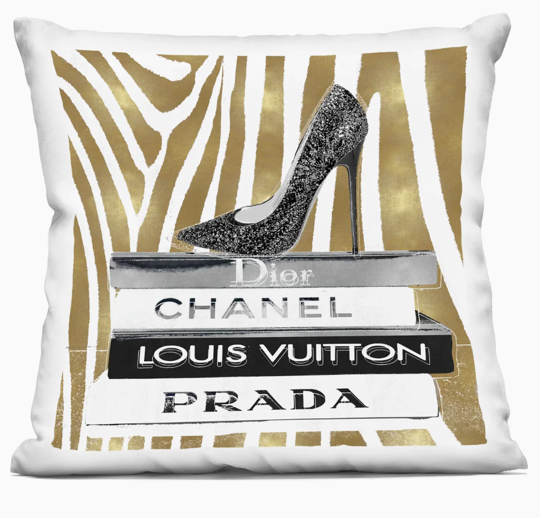 Stupell Fashion High Heel Bookstack Glam Print Printed Pillow - Image 2