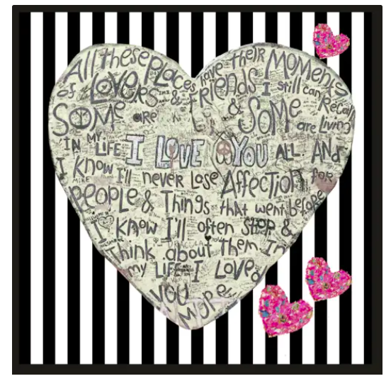 Maven Home Acrylic Coasters - Black Stripe Heart- Set of 4