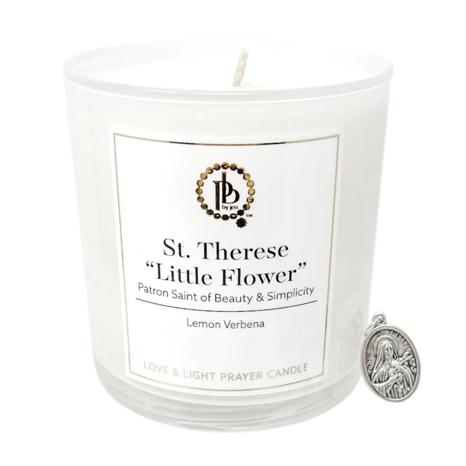 PowerBeads By Jen Love and Light Prayer Candle- St. Theresa "Little Flower"