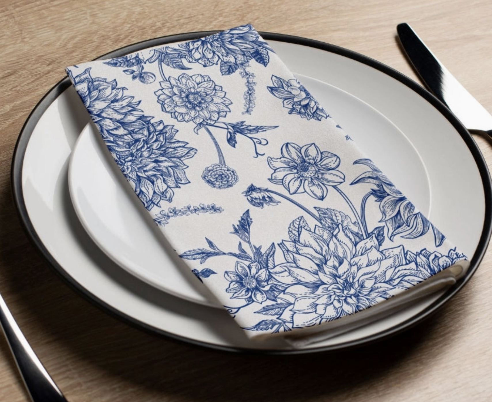 Altoonastore Guest Towel Set of 16 Blue Chrysanthemums