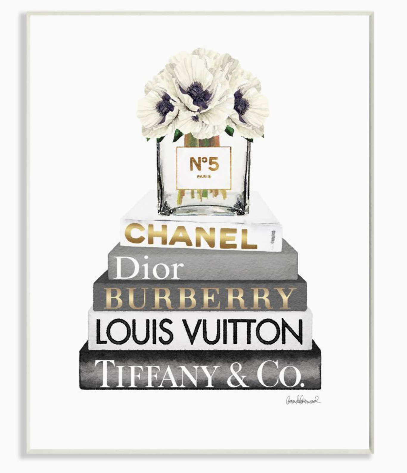 Stupell Blooming White Floral Display On Glam Designer Bookstack