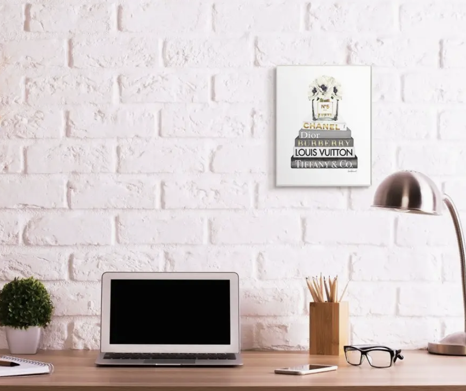 Stupell Blooming White Floral Display On Glam Designer Bookstack - Image 2