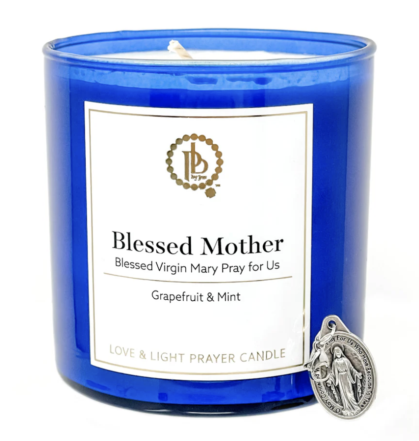 PowerBeads By Jen Love and Light Prayer Candle- Blessed Mother