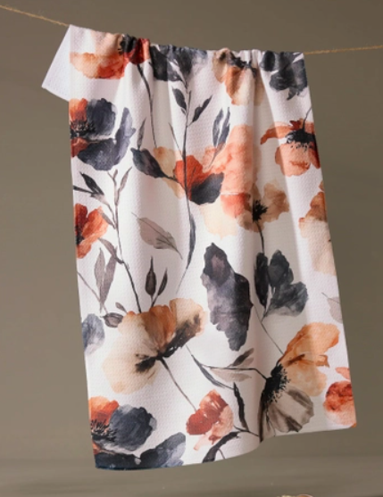 Geometry Tea Towel Moody Poppy