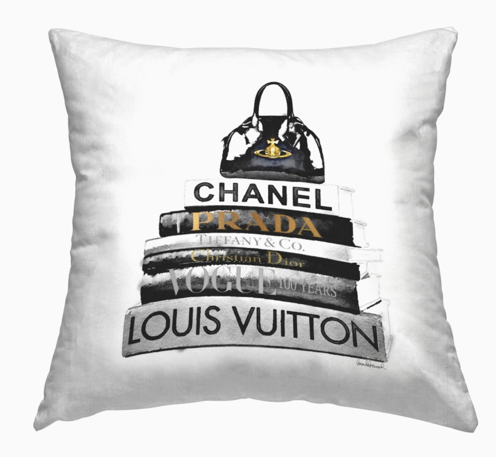 Stupell Black and White Fashion Books Stacked Decorative Throw Pillow - Image 3