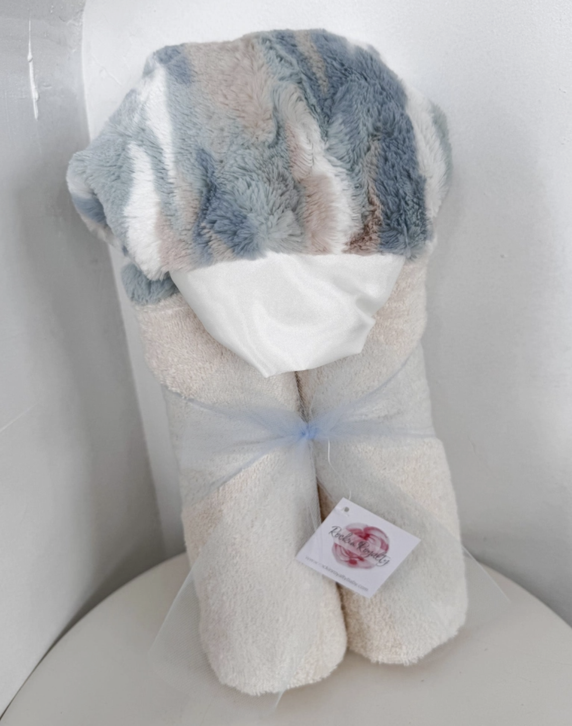 Rockin Royalty Baby Plush Hooded Bath Towel 30x54 Riptide