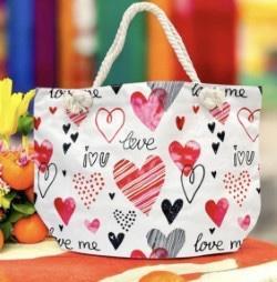 2Unic Assorted Hearts Print Beach Bag