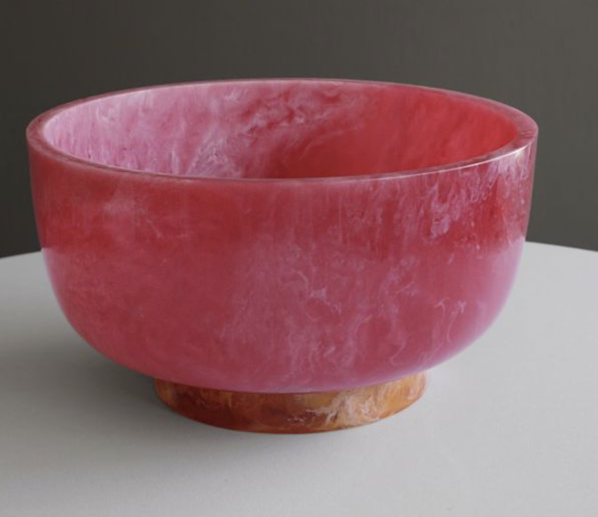 Beatriz Ball Resin Rio Large Round Bowl w/Base Pink and Orange