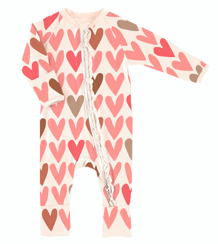 Stephan Baby Cozy Romper w/Ruffles 0-3 Months - Hearts