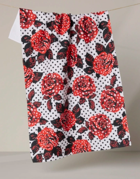 Geometry Tea Towel Polka Rose