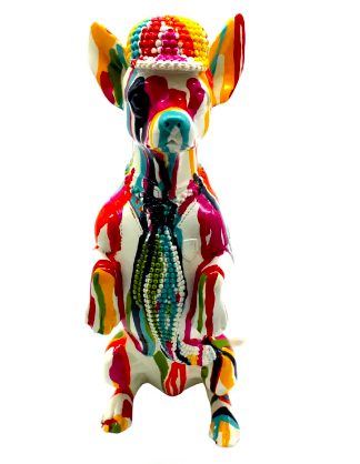 Interior Illusions Painted Graffiti Chihuahua Standing Legs Sculpture -12" Tall - Image 2