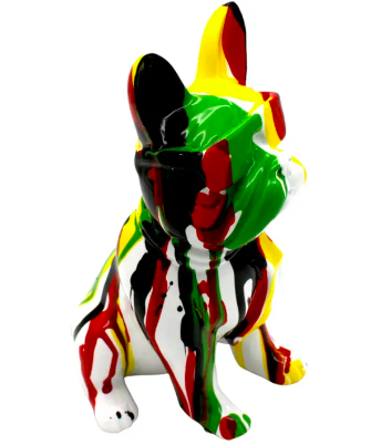 Interior Illusions Retro Color Graffiti Dog with Glasses Sculpture - 8" Tall