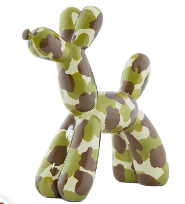Interior Illusions Hand Painted Camouflage Resin Dog Sculpture - 12" Tall