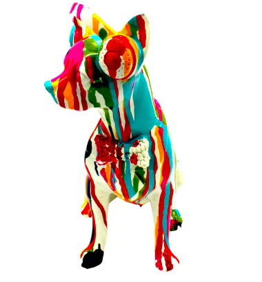 Interior Illusions Painted Graffiti Chihuahua W/Headphone Sculpture - 10" Tall - Image 2