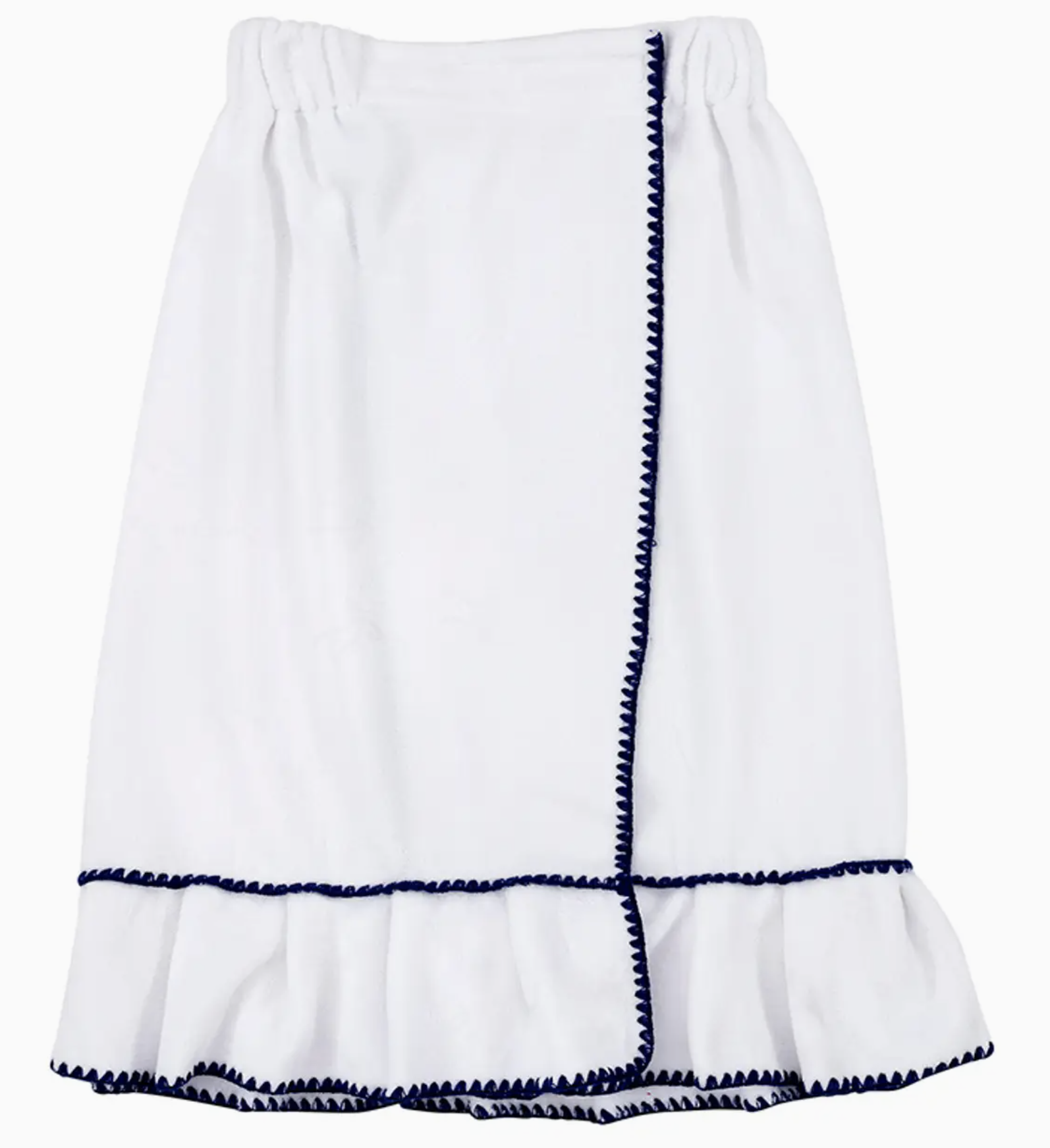 Bella Il Fiore Spa Wrap W/Ruffle White-Ocean Blue Monogrammed