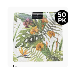Luxe Party Yellow Palm Paper Cocktail Napkins | 50 Napkins