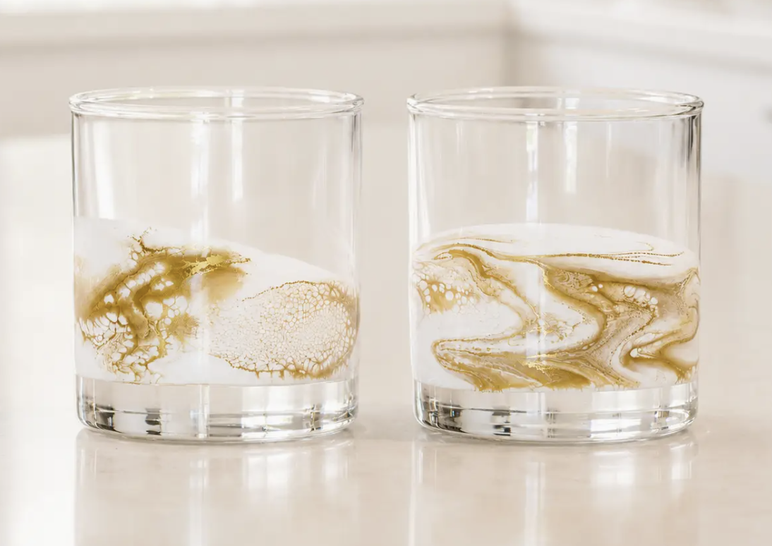 Lynn and Liana Resin Accented Whisky Glasses Set of 2