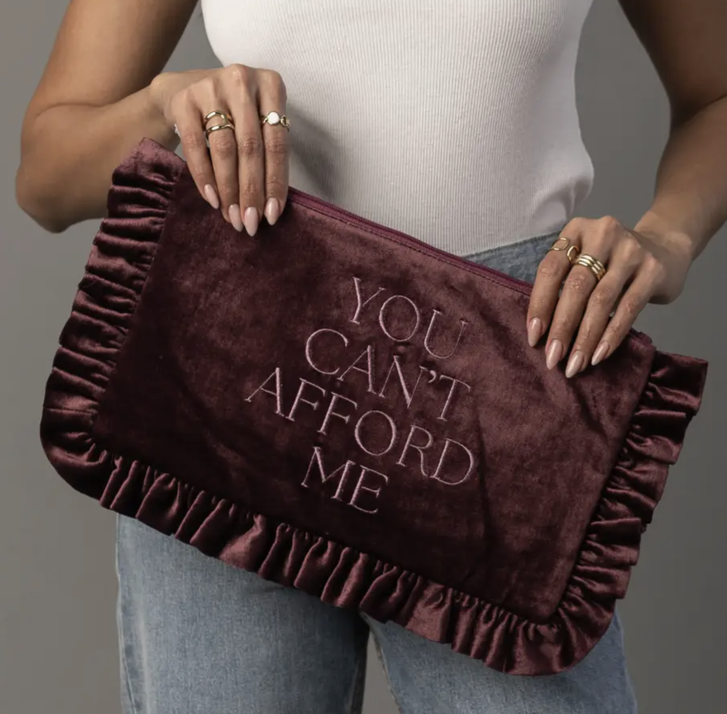 Panache Apparel Co. Ruffle Velvet Travel Pouch