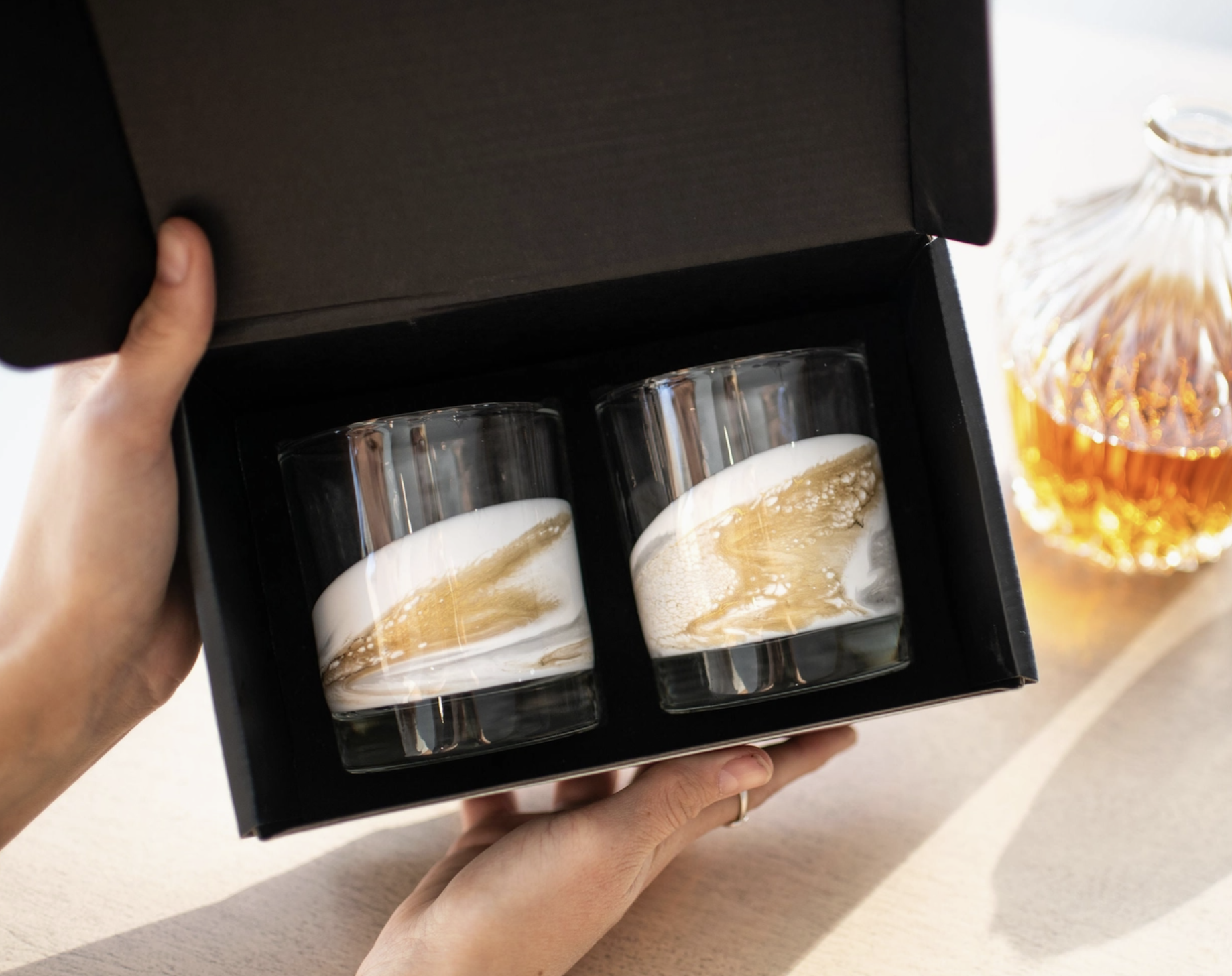 Lynn and Liana Resin Accented Whisky Glasses Set of 2 - Image 2