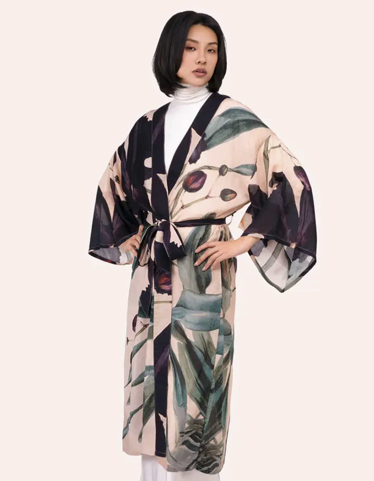 Powder Designs Midnight Orchid Long Kimono Gown